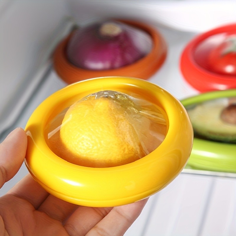 YUMIPLUS Silicone Vegetable Storage Set (4pcs)  Reusable Freshness Keepers for Avocado, Onion, Tomato & Lemon