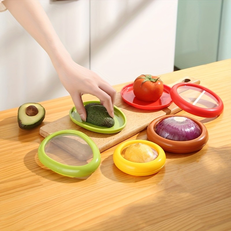 YUMIPLUS Silicone Vegetable Storage Set (4pcs)  Reusable Freshness Keepers for Avocado, Onion, Tomato & Lemon