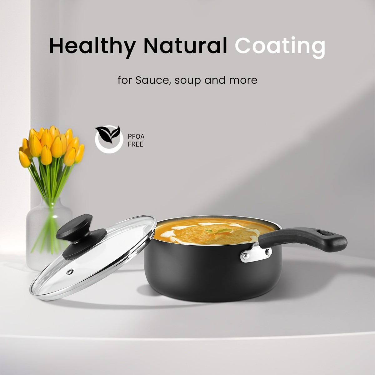 KPXSIAION Nonstick Sauce Pan Set (1QT + 2QT) Induction-Compatible Aluminum Pots with Lids for Everyday Home Cooking