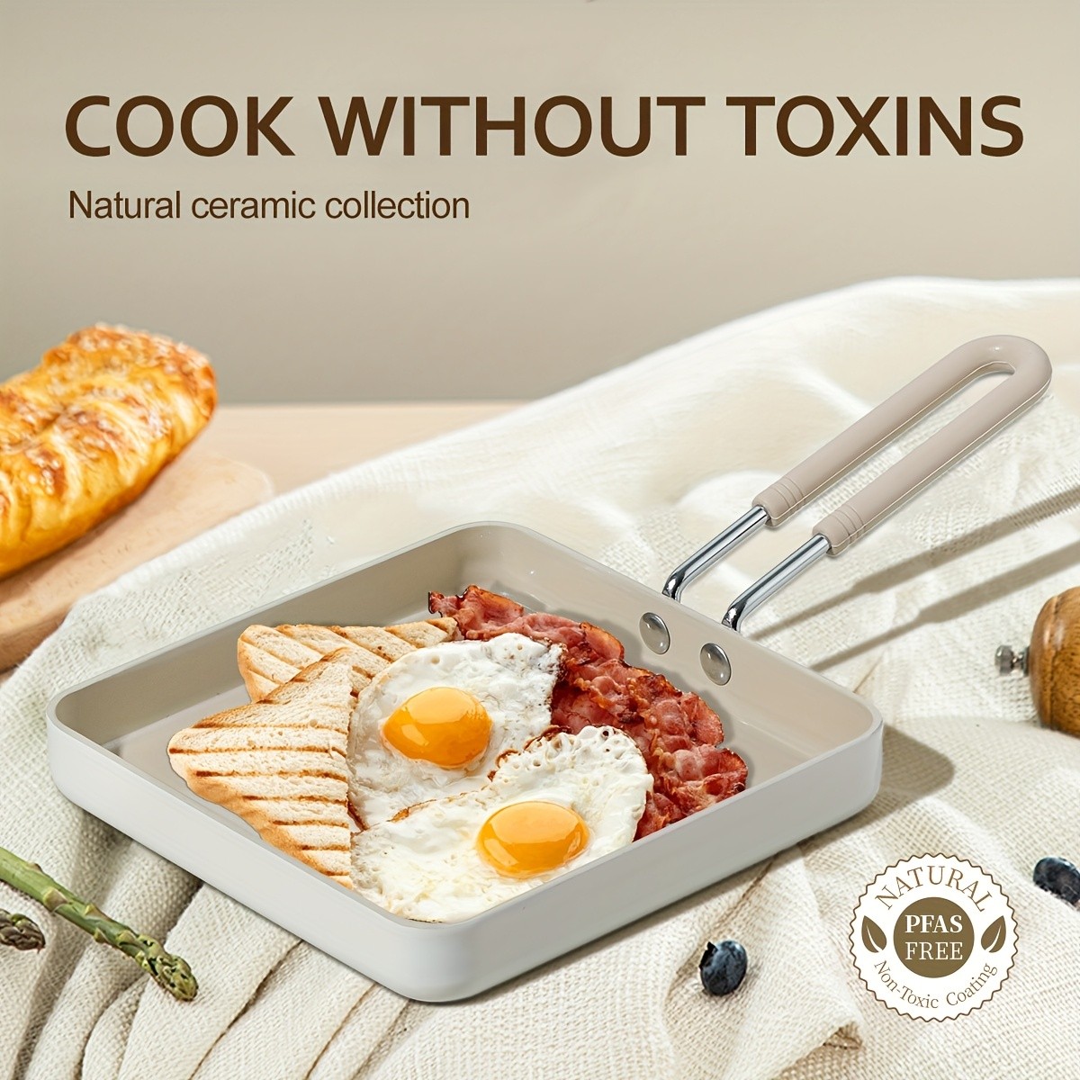 KPXSIAION Mini 6-Inch Square Griddle Pan  PFAS/PFOA-Free Nonstick Pan for Pancakes, Searing & Baking