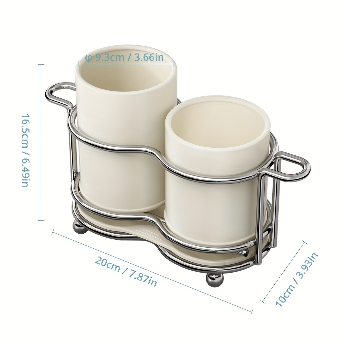 URLUNA Cutlery Holder  Dual-Compartment Silverware Organizer with Metal Frame for Kitchen & Countertop Storage