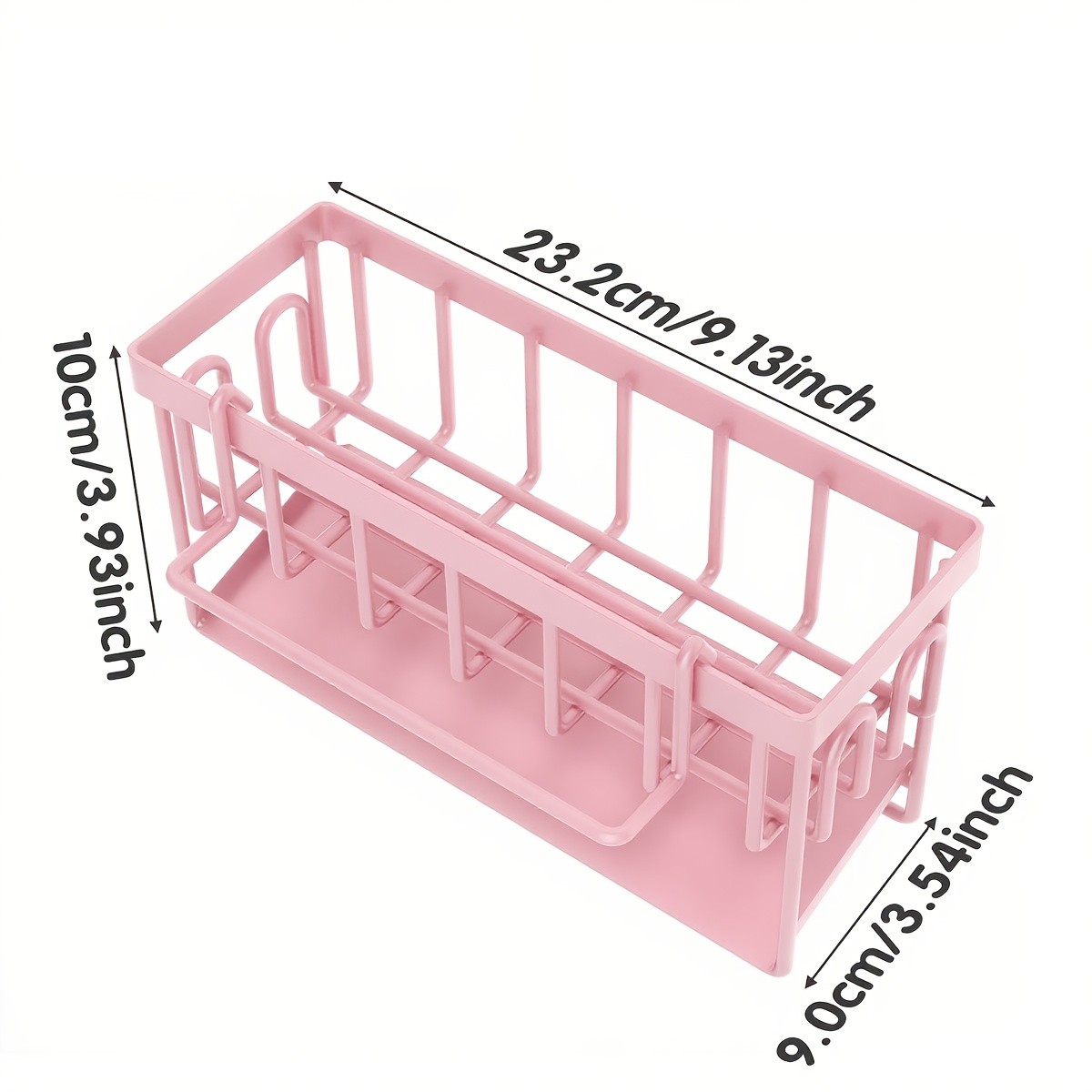 URLUNA Sink Caddy with Rag Hook & Self-Drain Tray  Pink Kitchen Organizer for Sponges, Cloths & Cleaning Supplies