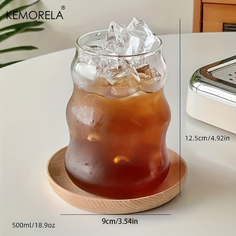 KEMORELA 17oz Irregular Wavy Drinking Glasses (4/6pcs)  Clear Water & Coffee Cups for Home & Kitchen