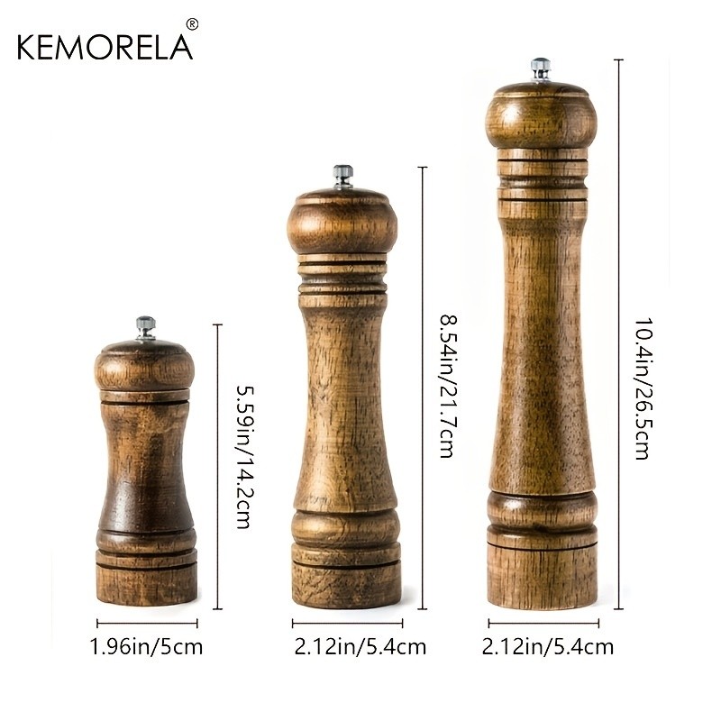 KEMORELA Wooden Pepper Grinder  Handheld Manual Spice Mill with Classic Natural Design