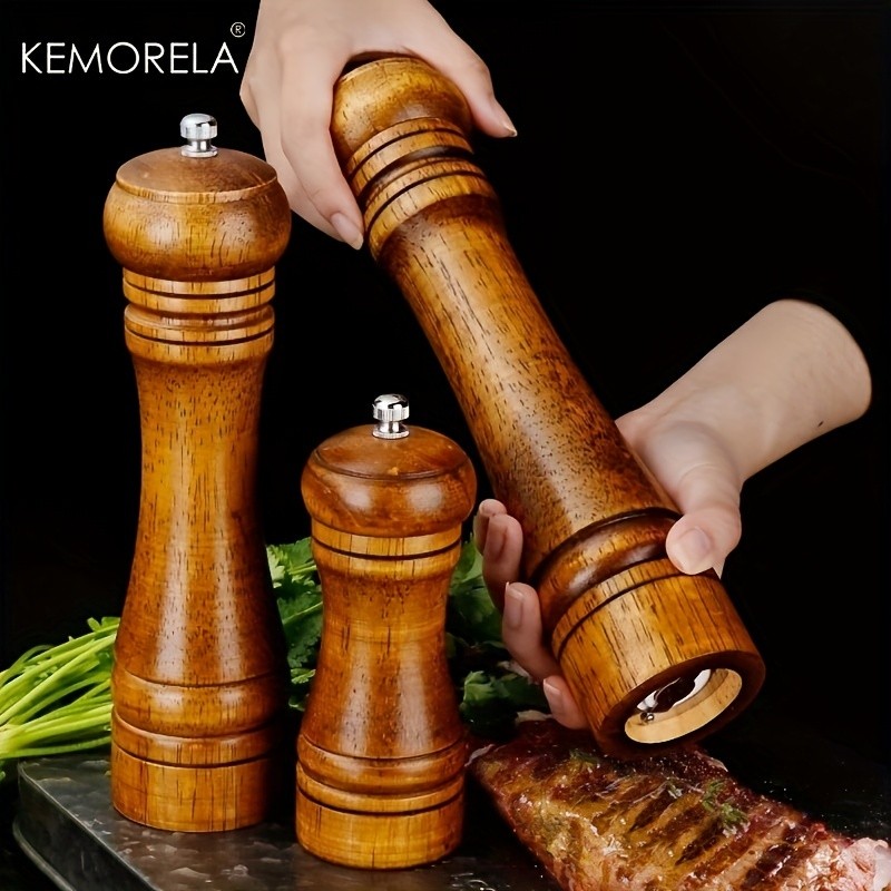 KEMORELA Wooden Pepper Grinder  Handheld Manual Spice Mill with Classic Natural Design