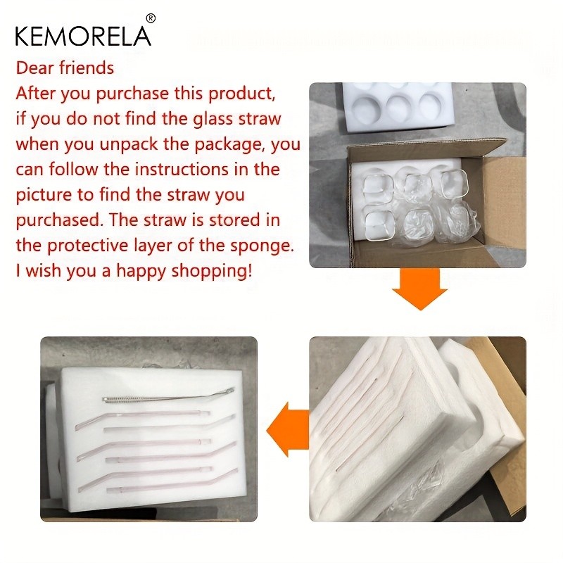 KEMORELA 380ml Portable Rectangular Glass Cup with Lid & Straw (4/6pcs)  Heat-Resistant, Durable & Travel-Friendly Drinkware