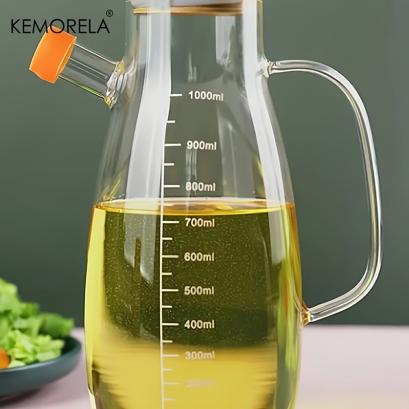 KEMORELA Large Capacity Glass Oil Can  BPA-Free Leak-Proof Dispenser for Olive Oil, Vinegar & Condiments