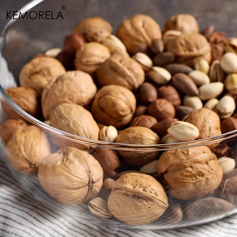 KEMORELA Double Layer Glass Bowl with Wooden Lid  Food-Safe Storage Container for Snacks, Fruits, Nuts & Holiday Dcor