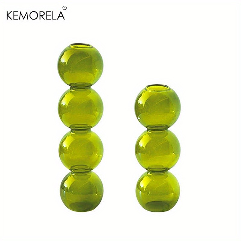 KEMORELA Set of 2 Ball-Shaped Glass Vases Amber Decorative Vases for Living Room, Tabletop & Event Decor