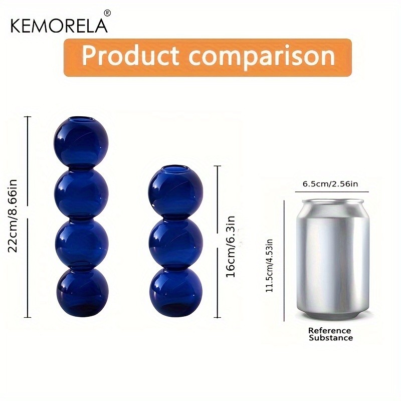 KEMORELA Set of 2 Ball-Shaped Glass Vases Amber Decorative Vases for Living Room, Tabletop & Event Decor