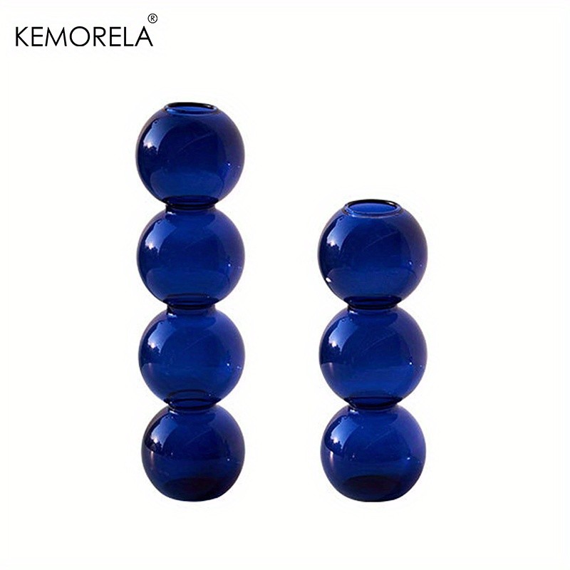 KEMORELA Set of 2 Ball-Shaped Glass Vases Amber Decorative Vases for Living Room, Tabletop & Event Decor