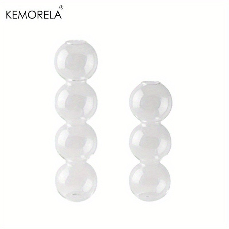 KEMORELA Set of 2 Ball-Shaped Glass Vases Amber Decorative Vases for Living Room, Tabletop & Event Decor