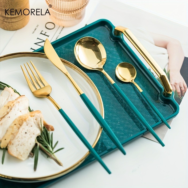 KEMORELA 24pcs Stainless Steel Utensil Collection  Premium Knife, Fork & Spoon Cutlery Set (Dishwasher-Safe)