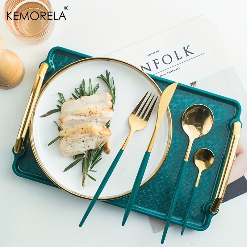 KEMORELA 24pcs Stainless Steel Utensil Collection  Premium Knife, Fork & Spoon Cutlery Set (Dishwasher-Safe)