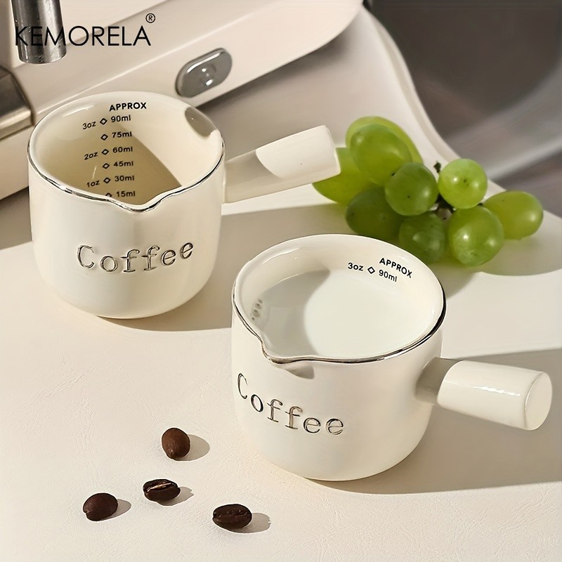 KEMORELA Ceramic Coffee Measuring Cup  Espresso Extraction Ounce Cup for Milk, Honey, Sauces & Mini Kitchen Tasks