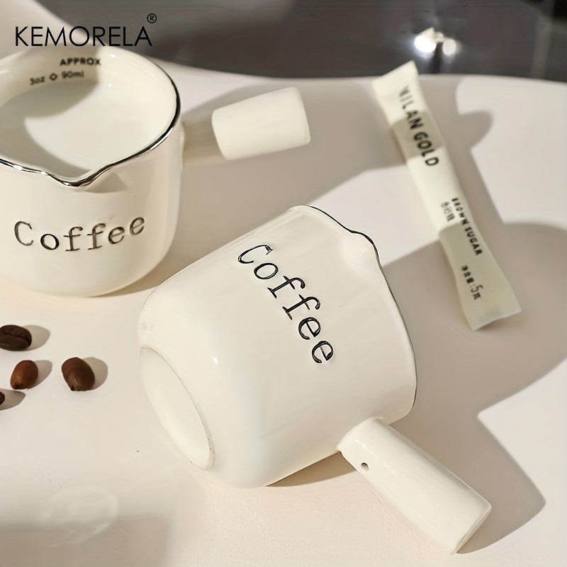 KEMORELA Ceramic Coffee Measuring Cup  Espresso Extraction Ounce Cup for Milk, Honey, Sauces & Mini Kitchen Tasks