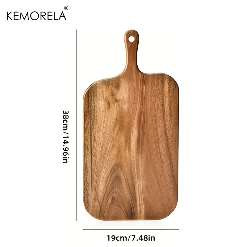 KEMORELA Acacia Wood Cutting Board with Handle  Extra Long Natural Grain Serving Board for Cheese, Charcuterie, Bread & Fruit