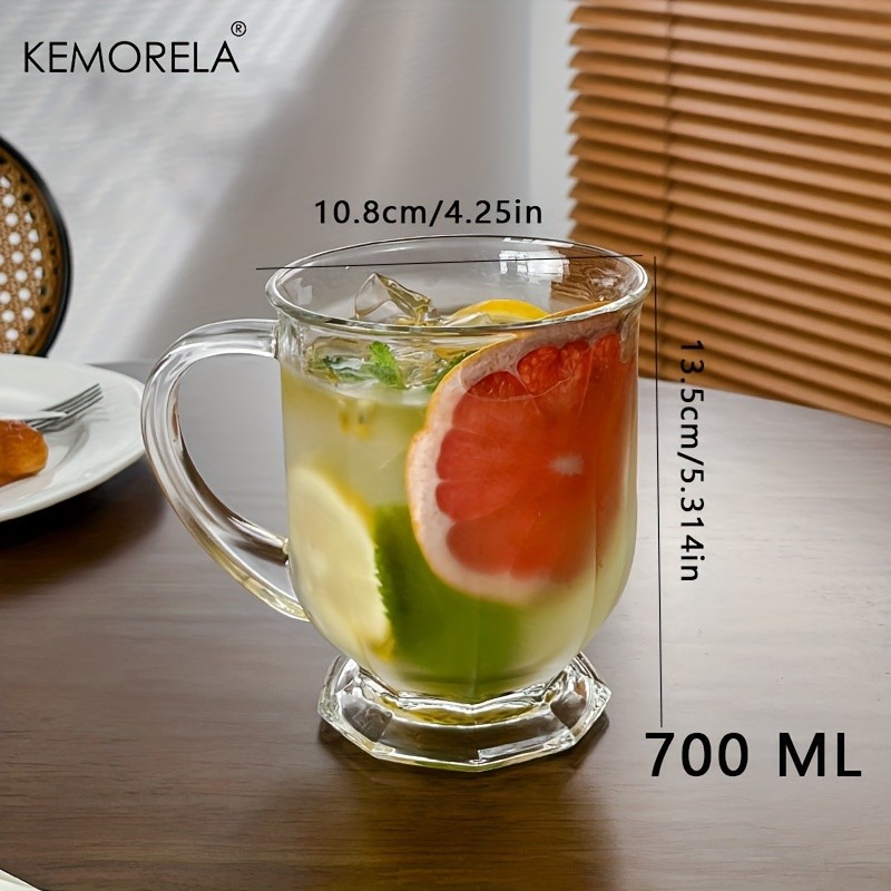 KEMORELA Large Capacity Retro Glass Cup  BPA-Free Recyclable Drinkware for Iced Tea, Juice, Coffee & Milk