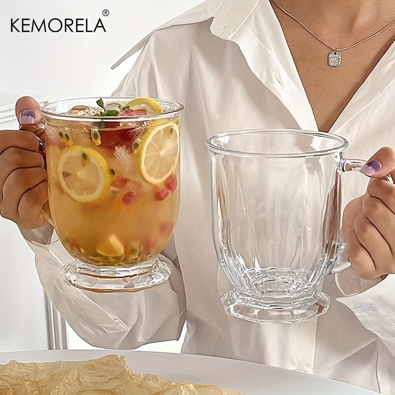 KEMORELA Large Capacity Retro Glass Cup  BPA-Free Recyclable Drinkware for Iced Tea, Juice, Coffee & Milk