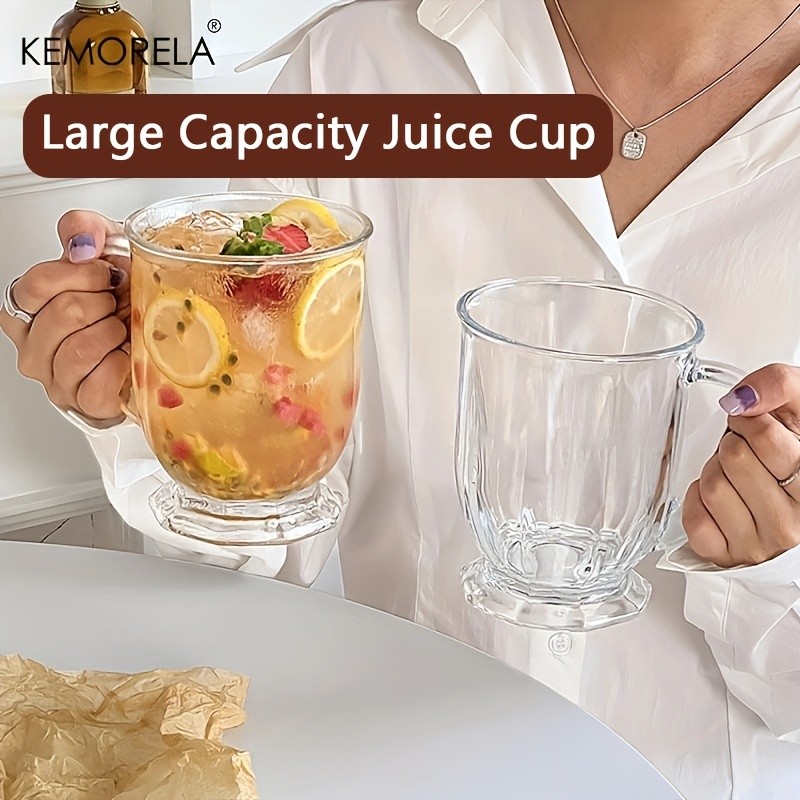 KEMORELA Large Capacity Retro Glass Cup  BPA-Free Recyclable Drinkware for Iced Tea, Juice, Coffee & Milk