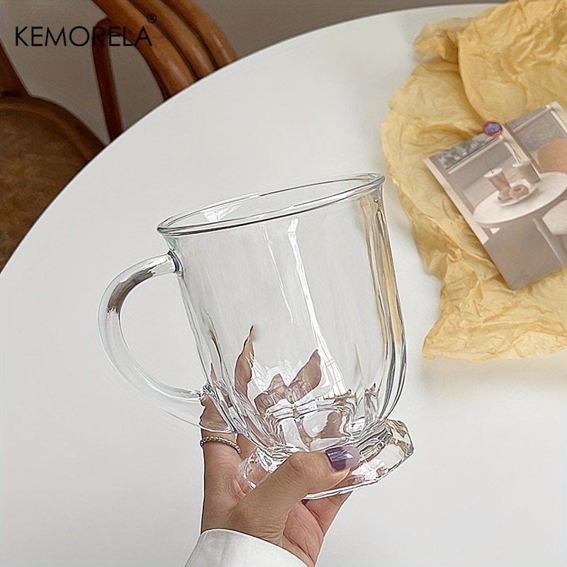 KEMORELA Large Capacity Retro Glass Cup  BPA-Free Recyclable Drinkware for Iced Tea, Juice, Coffee & Milk