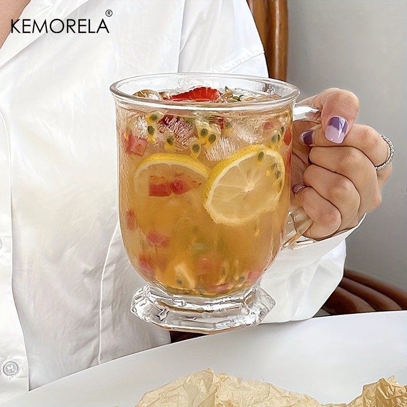 KEMORELA Large Capacity Retro Glass Cup  BPA-Free Recyclable Drinkware for Iced Tea, Juice, Coffee & Milk