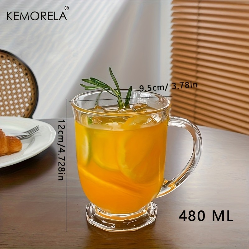 KEMORELA Large Capacity Retro Glass Cup  BPA-Free Recyclable Drinkware for Iced Tea, Juice, Coffee & Milk
