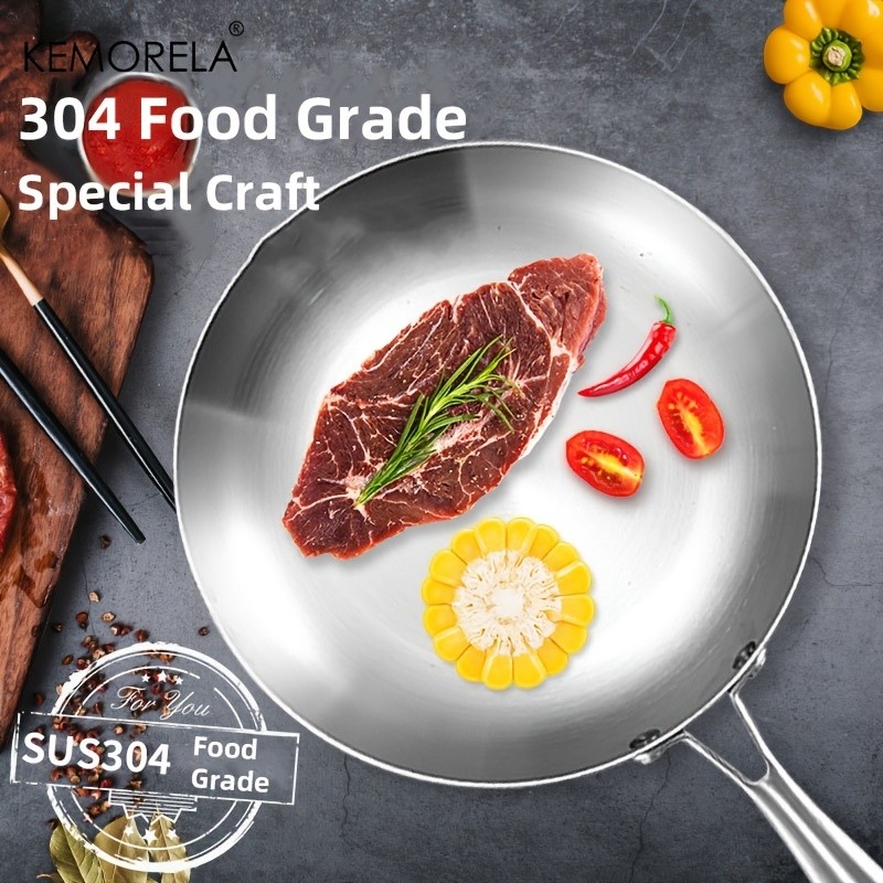 KEMORELA Nonstick Frying Pan 304 Stainless Steel Easy-Clean Skillet for Eggs, Omelettes & Everyday Cooking