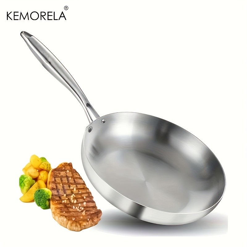 KEMORELA Nonstick Frying Pan 304 Stainless Steel Easy-Clean Skillet for Eggs, Omelettes & Everyday Cooking