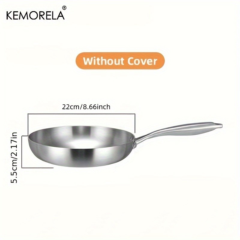 KEMORELA Nonstick Frying Pan 304 Stainless Steel Easy-Clean Skillet for Eggs, Omelettes & Everyday Cooking