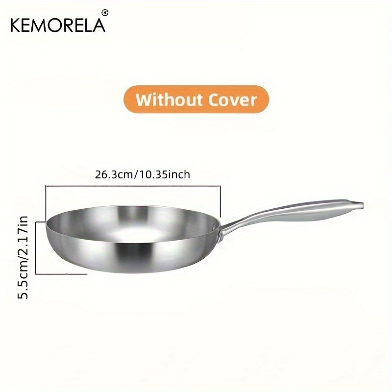 KEMORELA Nonstick Frying Pan 304 Stainless Steel Easy-Clean Skillet for Eggs, Omelettes & Everyday Cooking