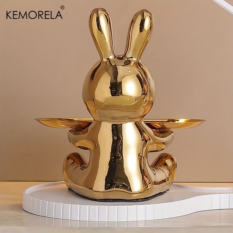 KEMORELA Rabbit Key Storage Ornament  Ceramic Figurine for Living Room, Wine Cabinet & Holiday Home Decor
