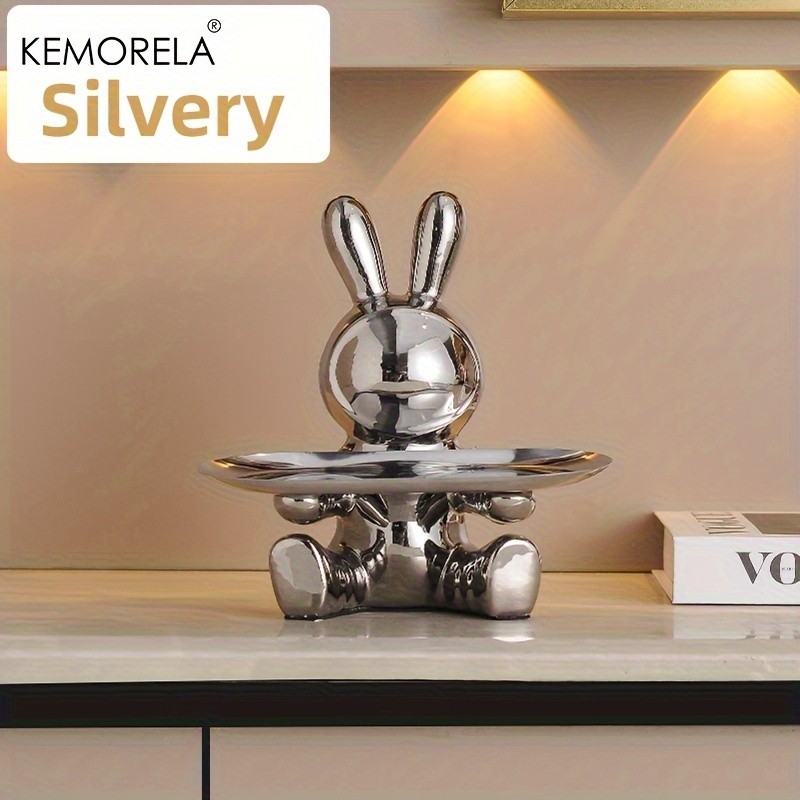 KEMORELA Rabbit Key Storage Ornament  Ceramic Figurine for Living Room, Wine Cabinet & Holiday Home Decor