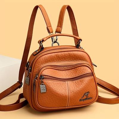 OGEHUAFEE Womens Elegant Mini Backpack  Premium PU Crossbody/Backpack Hybrid with Kangaroo Logo & Tassel Accents