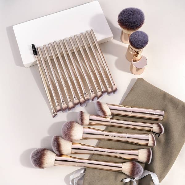 MAANGE 21pcs Professional Makeup Brush Set  Complete Face & Eye Brush Kit with Flannel Bag