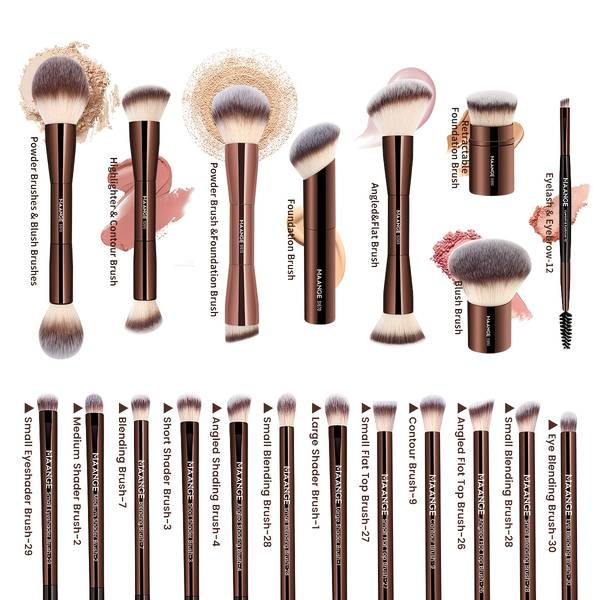 MAANGE 21pcs Professional Makeup Brush Set  Complete Face & Eye Brush Kit with Flannel Bag