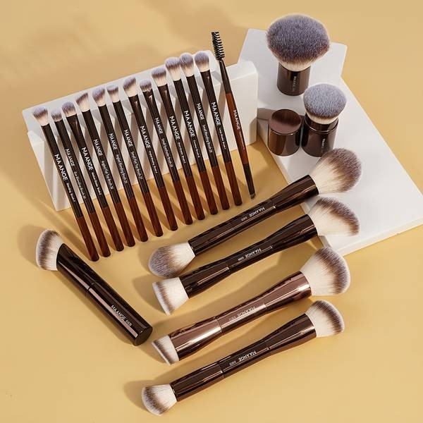 MAANGE 21pcs Professional Makeup Brush Set  Complete Face & Eye Brush Kit with Flannel Bag