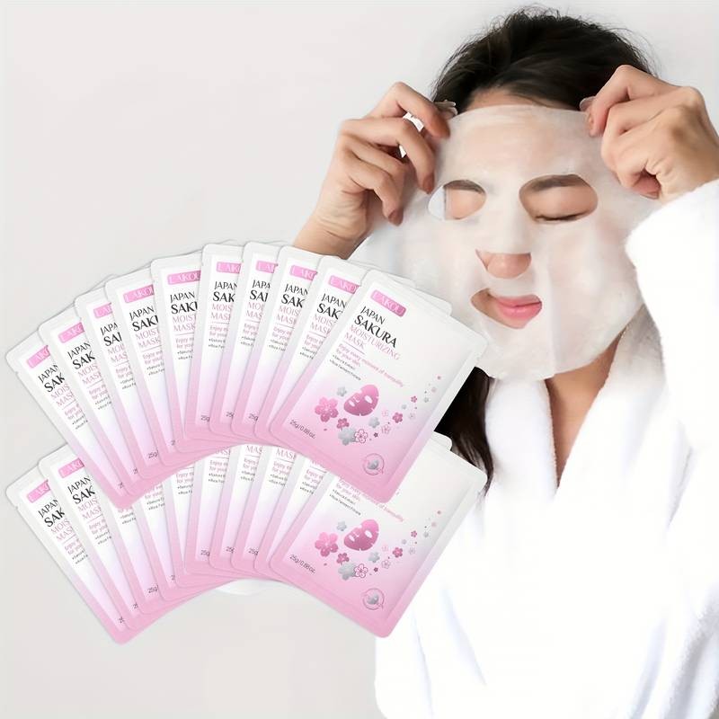 LAIKOU 20pcs Japan Sakura Sheet Mask Hydrating Cherry Blossom Mask for All Skin Types