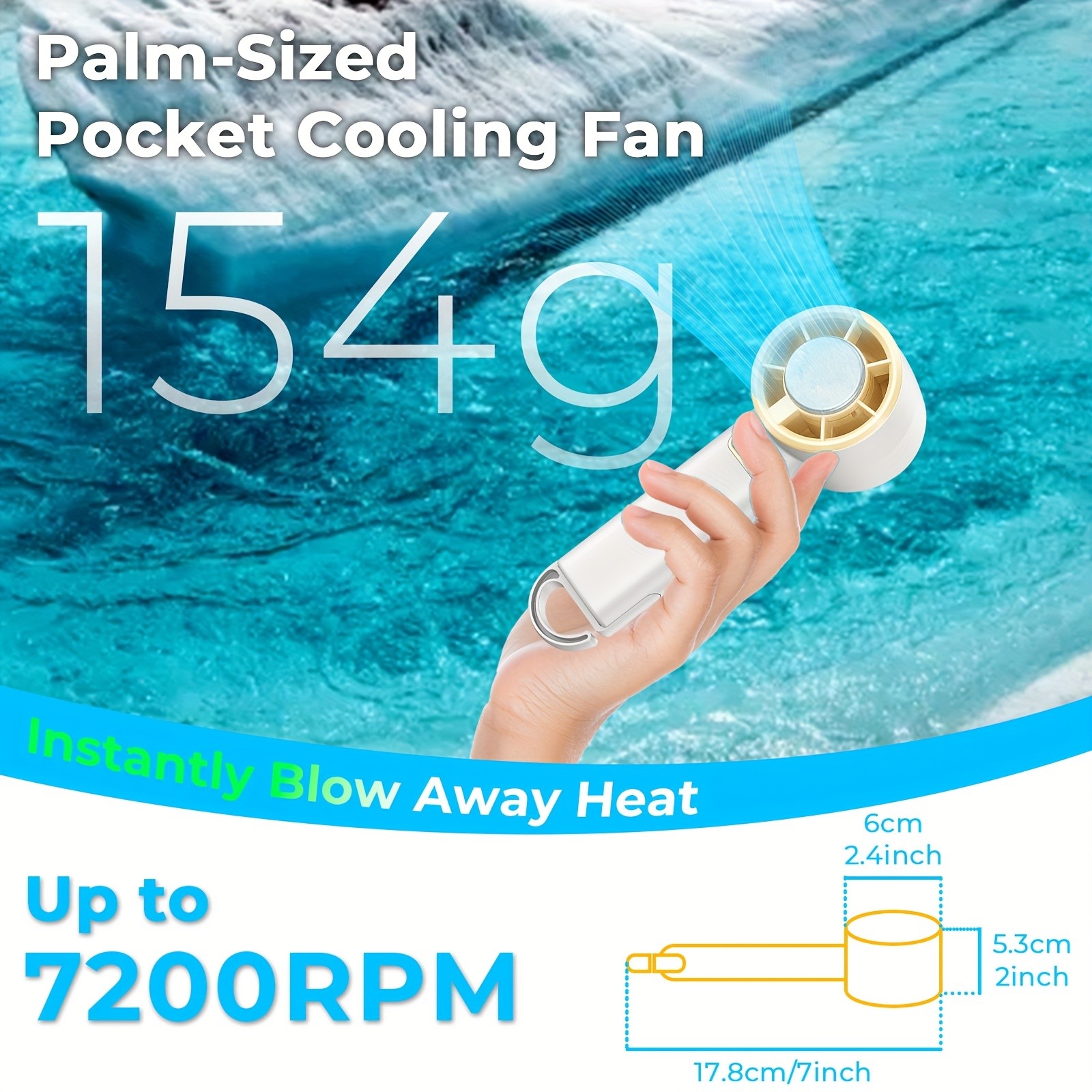 iWhale Portable Handheld Cooling Fan with Ice-Cooling Pad  Powerful Cooling Relief Anywhere You Go