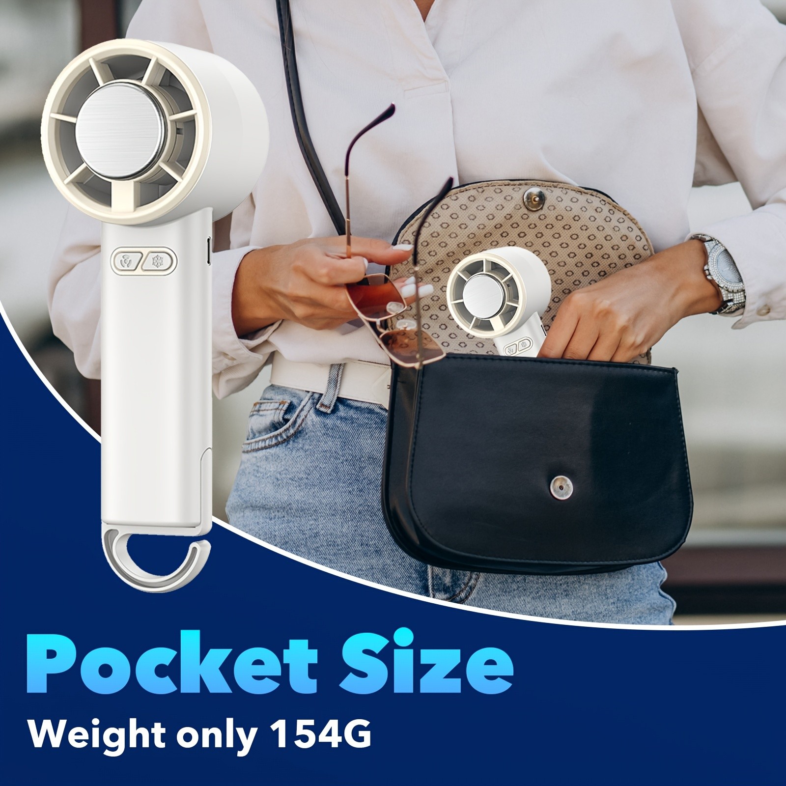 iWhale Portable Handheld Cooling Fan with Ice-Cooling Pad  Powerful Cooling Relief Anywhere You Go