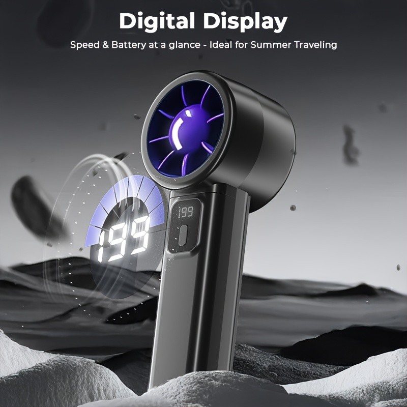 iWhale 199% Turbo Mini Fan with Digital Display Ultra-Powerful Cooling in a Pocket-Size Design