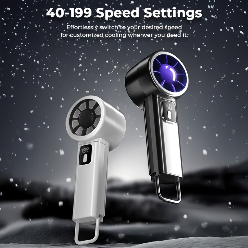 iWhale 199% Turbo Mini Fan with Digital Display Ultra-Powerful Cooling in a Pocket-Size Design