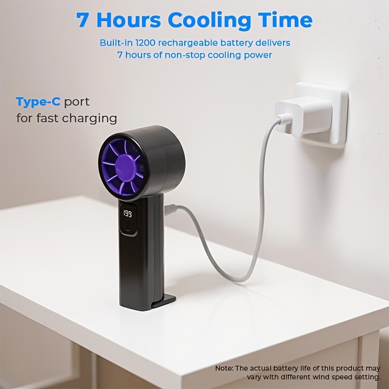 iWhale 199% Turbo Mini Fan with Digital Display Ultra-Powerful Cooling in a Pocket-Size Design