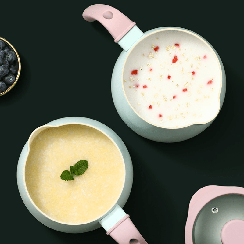 iWhale Ceramic Non-Stick 1.7QT Saucepan Skillet with Pink Handle & Glass Lid  Soft Green, PFAS-Free & Effortlessly Easy to Clean