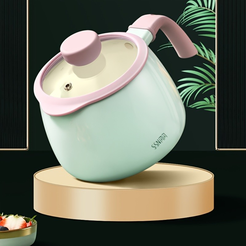 iWhale Ceramic Non-Stick 1.7QT Saucepan Skillet with Pink Handle & Glass Lid  Soft Green, PFAS-Free & Effortlessly Easy to Clean