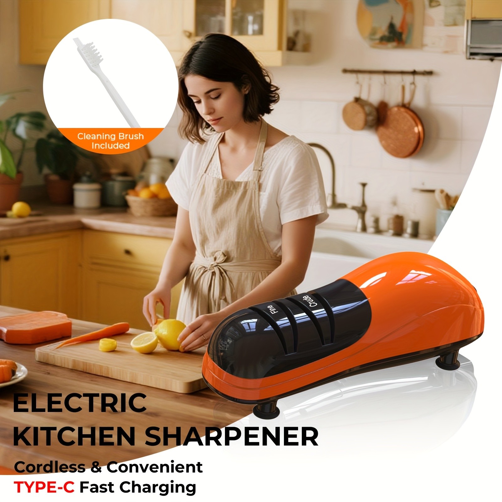 iWhale Multi-Functional Portable Electric Kitchen Sharpener  Dual-Mode Coarse/Fine Precision in a Compact USB-C Design