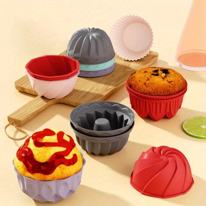 iWhale 5pcs Mini Silicone Muffin & Cupcake Molds  Non-Stick, Easy-Release Baking Cups for Perfect Holiday Desserts