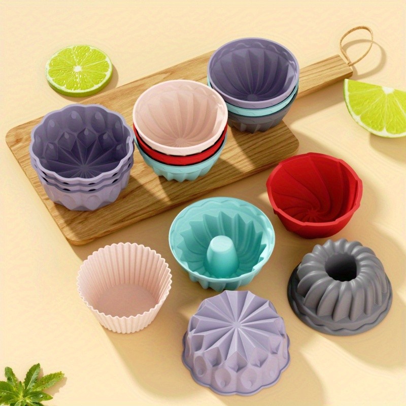 iWhale 5pcs Mini Silicone Muffin & Cupcake Molds  Non-Stick, Easy-Release Baking Cups for Perfect Holiday Desserts