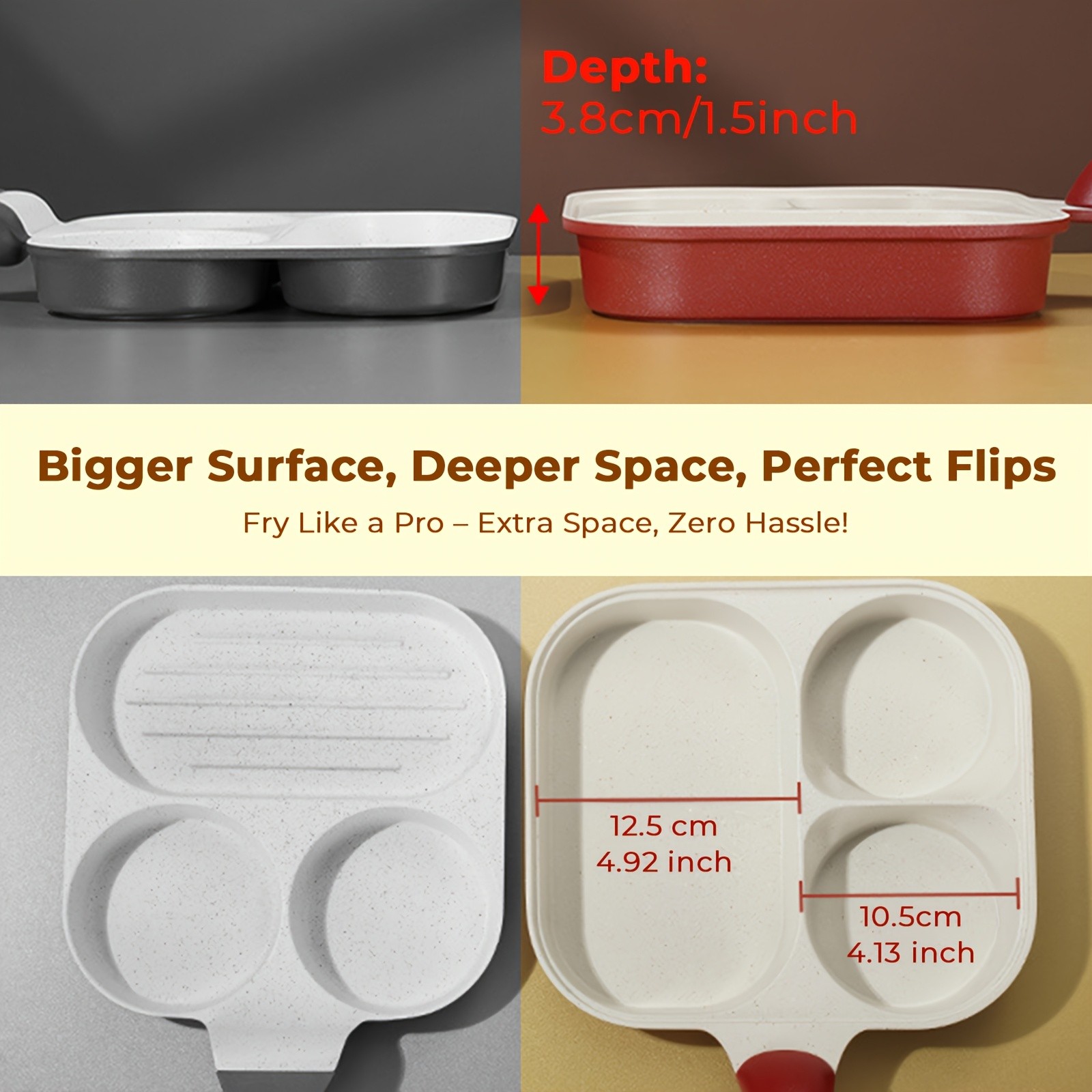 iWhale Non-Stick Breakfast Pan with 2+1 Ceramic Coating  Easy Flip, Easy Clean & Perfect Breakfast Cooking Every Time