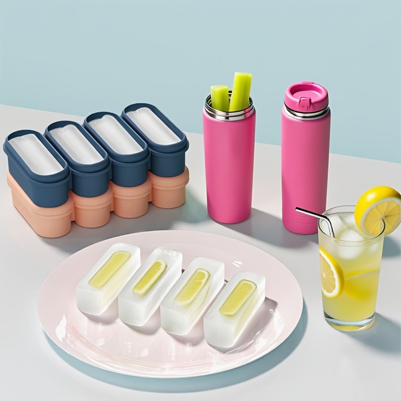 iWhale Silicone Ice Cube Tray with Lid  Flexible, Easy-Release 4-Mold Design for Perfect Ice Every Time